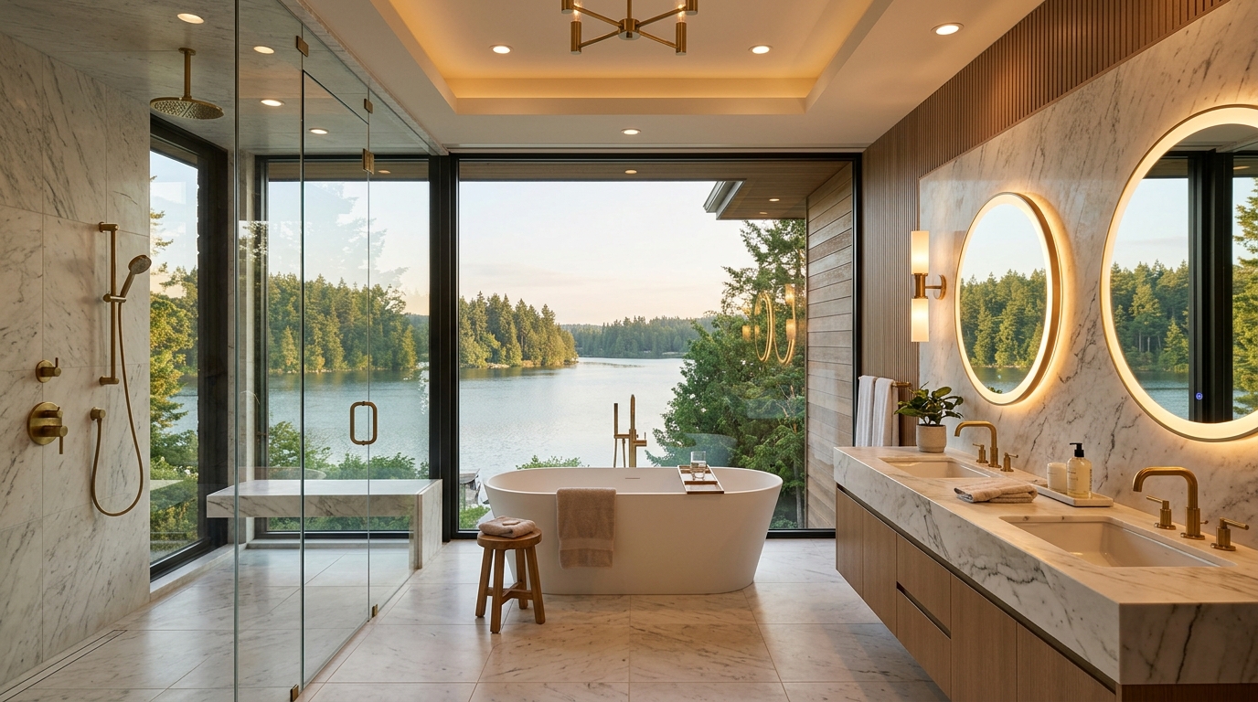 Spa Bathroom with Lake Views